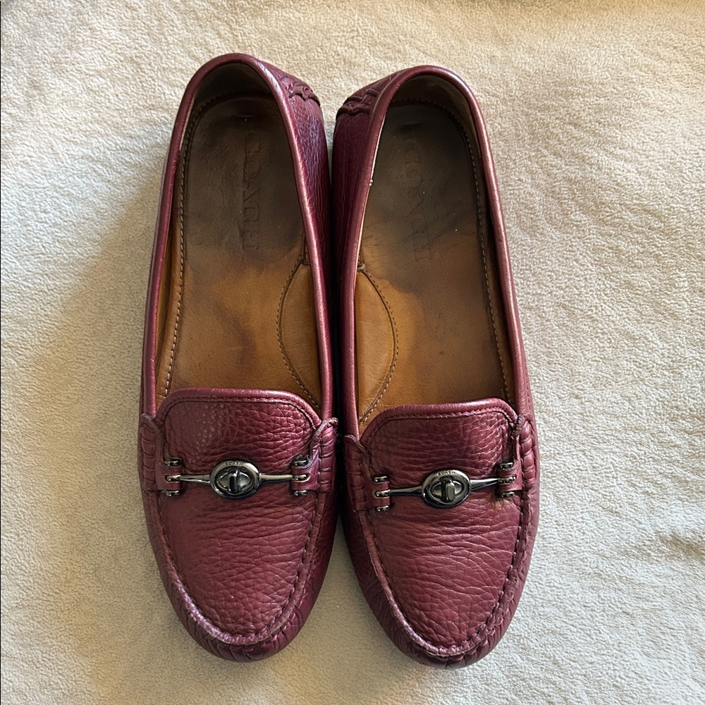 Coach Maroon Leather Loafers
